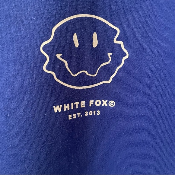 White Fox Boutique Electric Blue Smiley Face Crewneck Sweatshirt - Picture 7 of 7